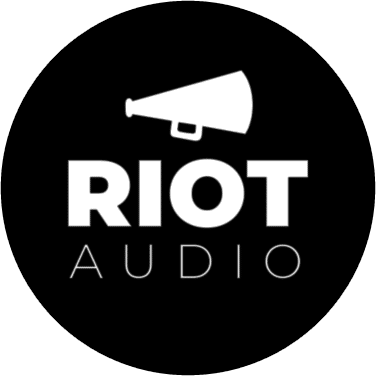 riot audio logo circle whiteonblack