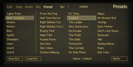 hybrid two project chaos GUI layer presets  screen