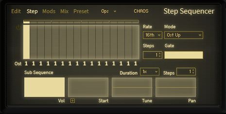 hybrid two project chaos GUI step sequencer  screen