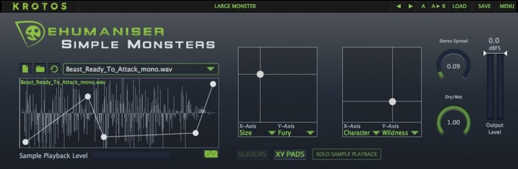 Krotos Audio Dehumaiser Simple Monster XY Pads