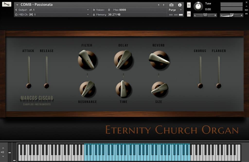 Eternity Church Organ GUI keyboard
