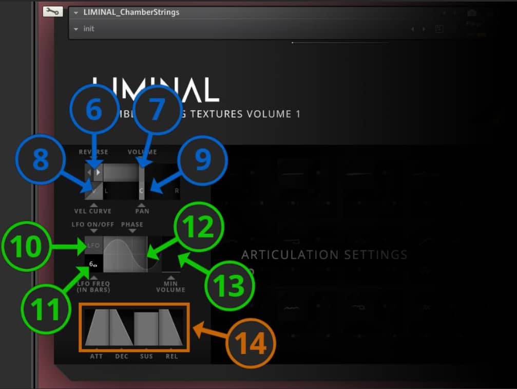 Limimal Chamber String Textures Vol 1 GUI Articulation Settings